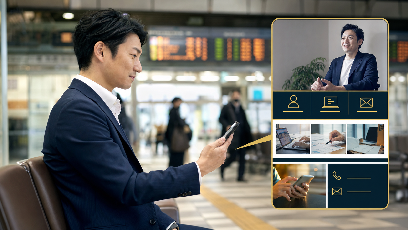 名刺交換後にスマートフォンで事業者のホームページを確認し信頼を深める見込み客