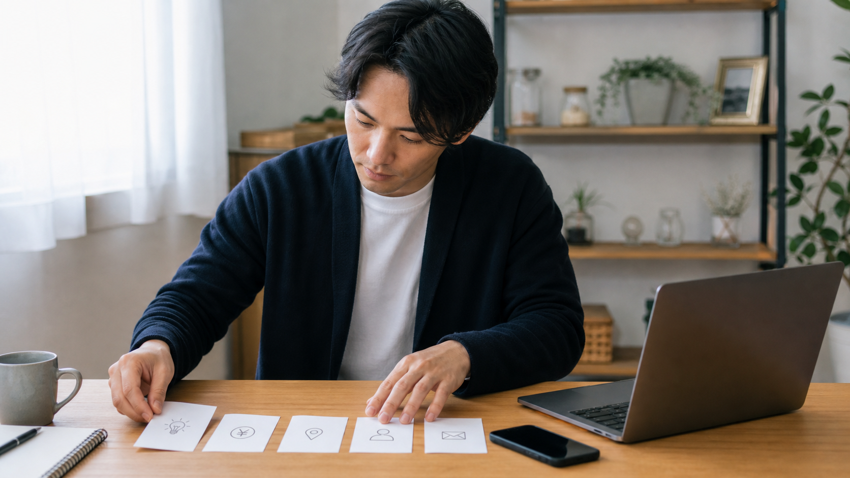 個人事業のサービス内容と連絡先を整理する起業家