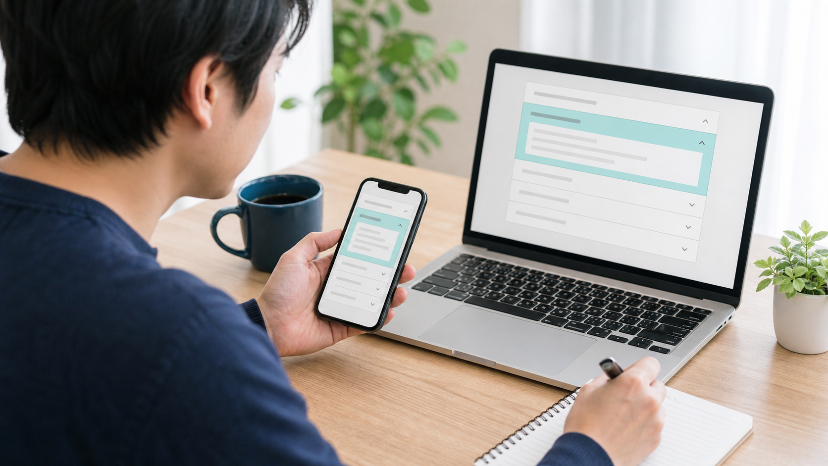 複数のFAQ項目が一つずつ開く動作をテストする担当者