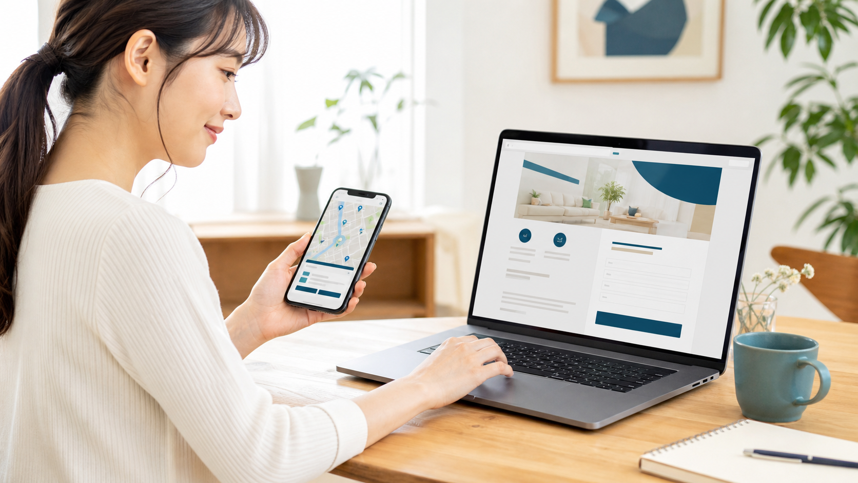 Googleマップから店舗サイトを開いて予約する顧客