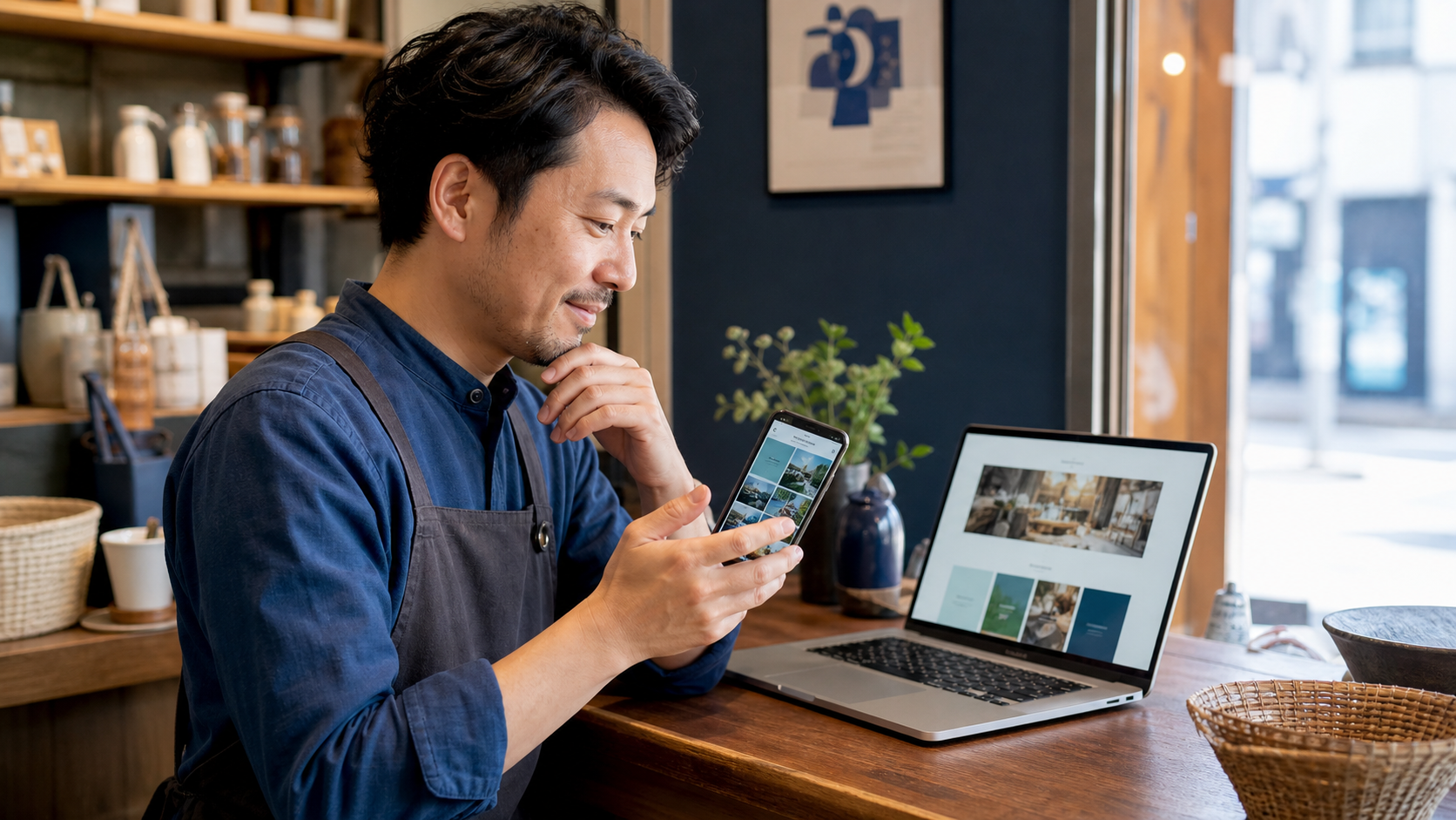 SNSとホームページを使い分けて集客する小規模店舗のオーナー